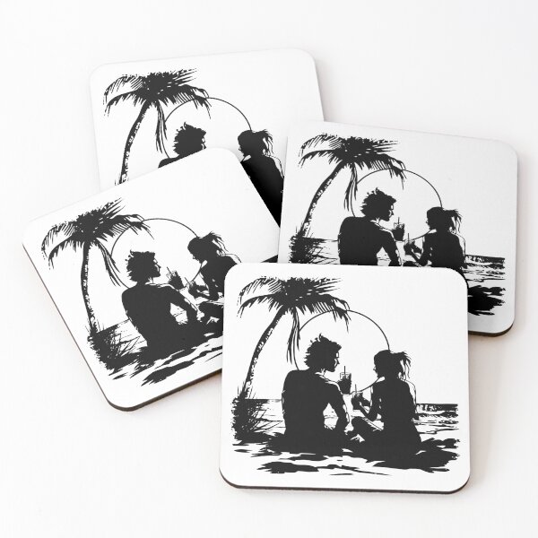 Item preview, Romantic Beach Sunset Couple | Minimalist Tropical Love Line Art designed and sold by inkoutninja.