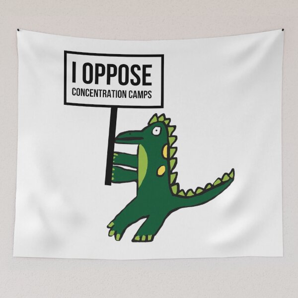 Item preview, Alligator activist with sign opposing concentration camps designed and sold by Rachel the Artist .