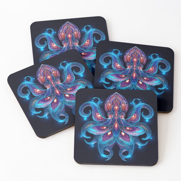 Item preview, Blue and Purple Geometric Glowing Octopus designed and sold by scicilysimonee.