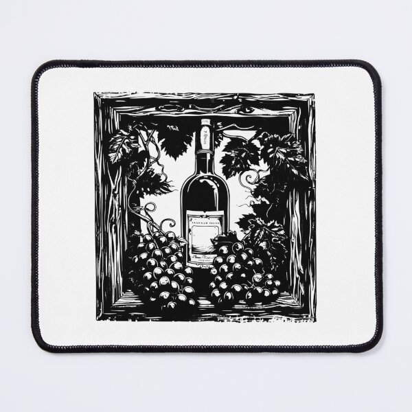 Item preview, Wine Bottle and Grapes | Rustic Vineyard Line Art for Wine Lovers designed and sold by inkoutninja.