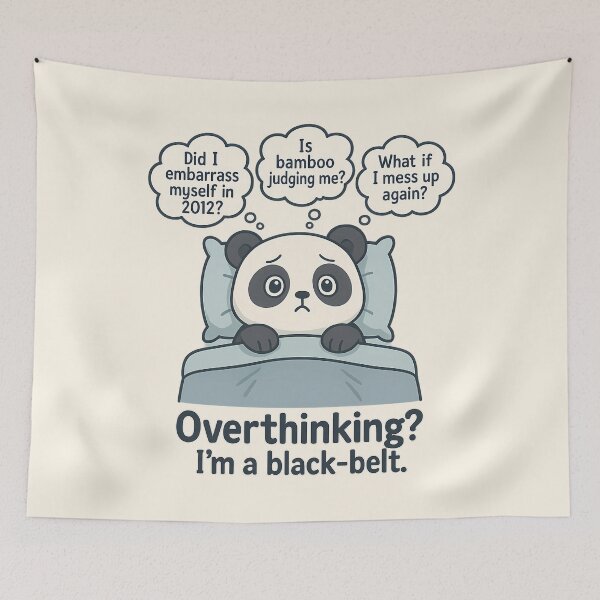 Item preview, Overthinking Panda Funny Anxiety Cartoon designed and sold by patternprint1.