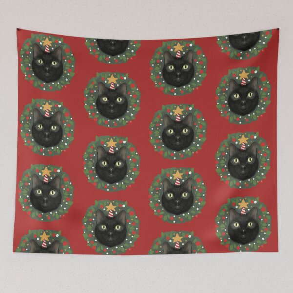 Item preview, Black Cat Holiday Wreath  by Ash Evans designed and sold by Ash Evans.