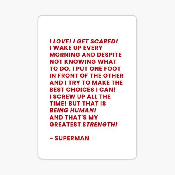 Item preview, Superman Movie Quote - Being Human Is My Greatest Strength, Superman 2025 Wall Art, Superman Quote Poster designed and sold by madeinkatietime.