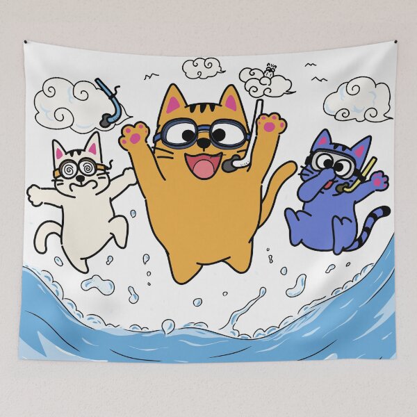 Item preview, Funny Cat Trio Diving into the Sea designed and sold by studio902.