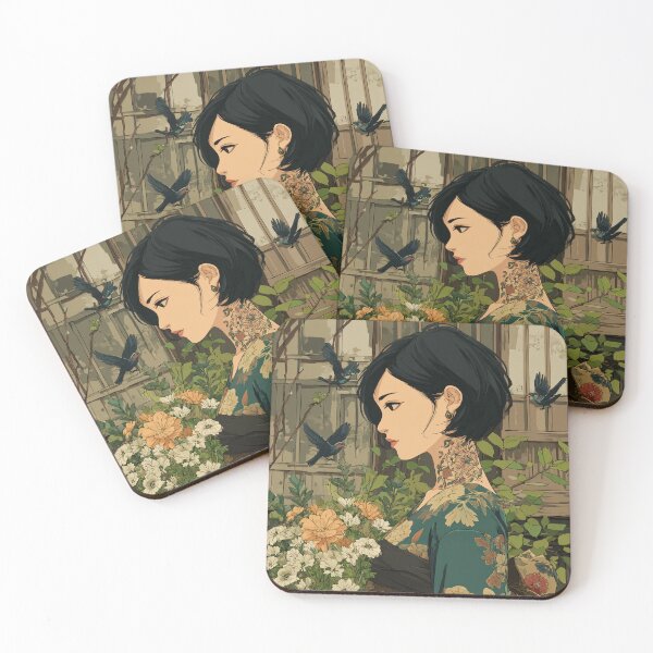 Item preview, Elegant Short-Haired Geisha and the Tale of Flowers designed and sold by mi33x.