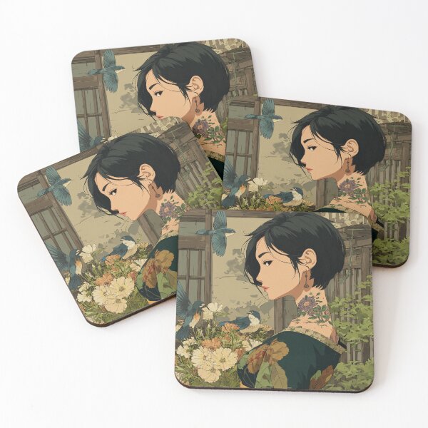 Item preview, Serenity of a Modern Geisha: Bouquet and Birds designed and sold by mi33x.