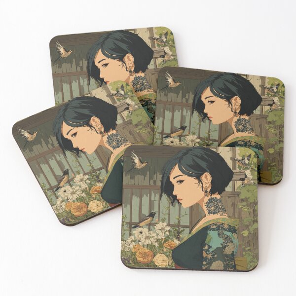 Item preview, Serenity of a Modern Geisha: Bouquet and Birds designed and sold by mi33x.