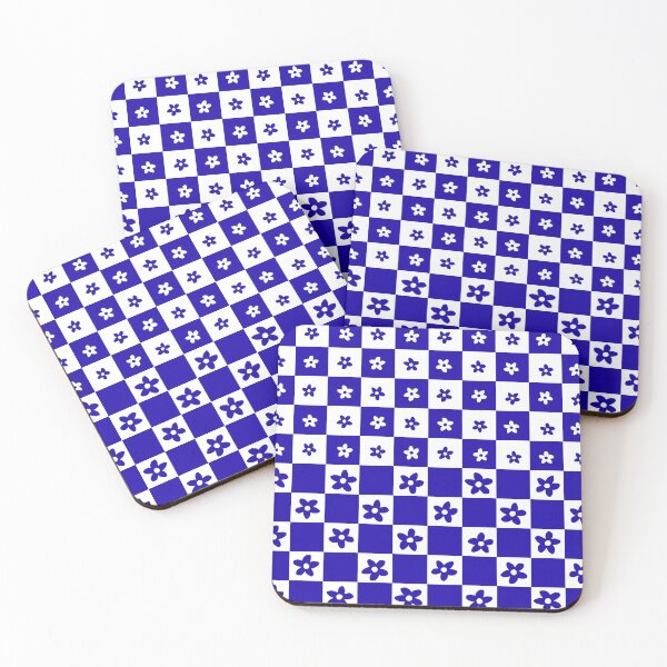 Item preview, Abstract Floral Checker Pattern 31 in Sapphire Blue designed and sold by nineFlorals.