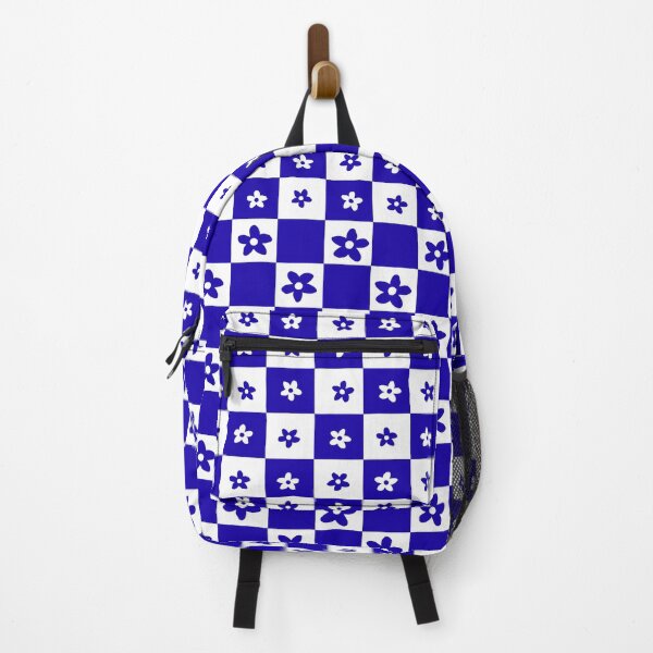 Item preview, Abstract Floral Checker Pattern 31 in Sapphire Blue designed and sold by nineFlorals.