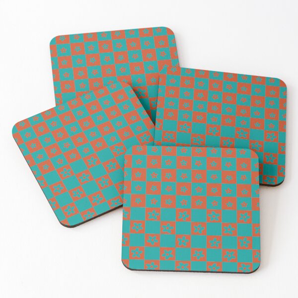Item preview, Abstract Floral Checker Pattern 30 in persian green dark pastel red designed and sold by nineFlorals.