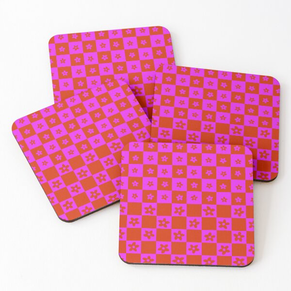 Item preview, Abstract Floral Checker Pattern 20 in Pop Red Pink designed and sold by nineFlorals.
