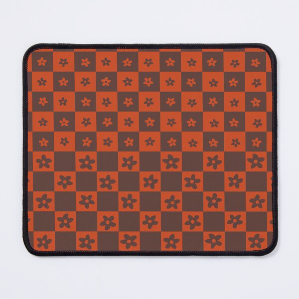 Item preview, Abstract Floral Checker Pattern 27 in Retro Royal Brown and dark pastel red designed and sold by nineFlorals.
