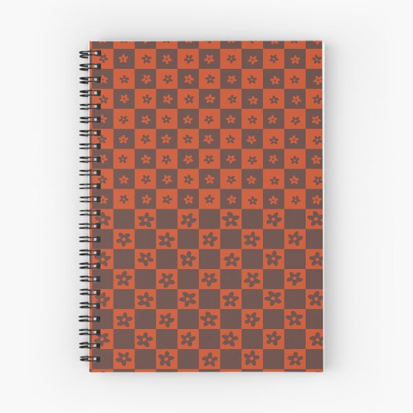 Item preview, Abstract Floral Checker Pattern 27 in Retro Royal Brown and dark pastel red designed and sold by nineFlorals.