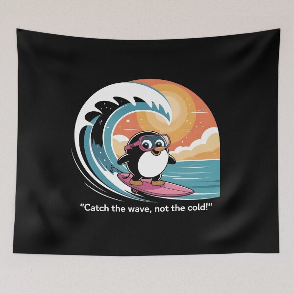 Item preview, Catch the Wave, Not the Cold! – Cute Surfing Penguin Summer T-Shirt designed and sold by JaroPrints.