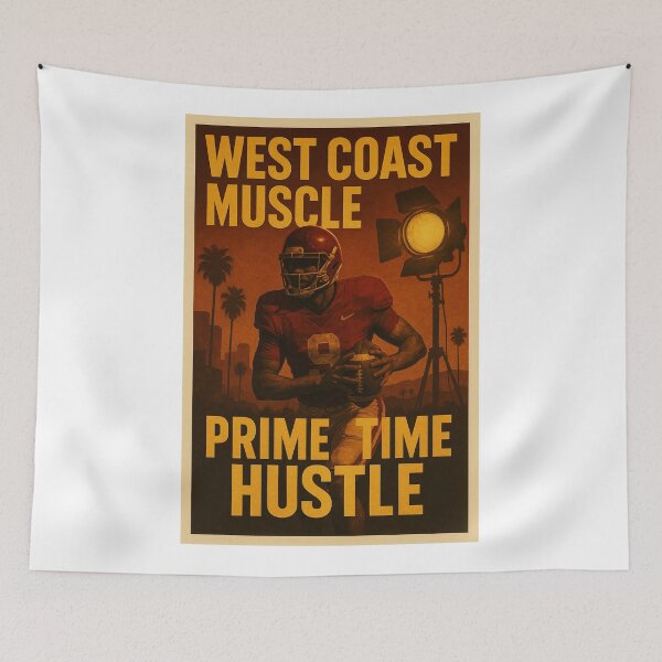 Item preview, College Poster: West Coast Muscle, Prime Time Hustle designed and sold by VarsityVibes.