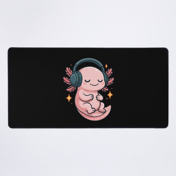 Item preview, Axolotl with Headphones – Cute Pink Axolotl Listening to Music with Sparkles designed and sold by ColorSplash123.