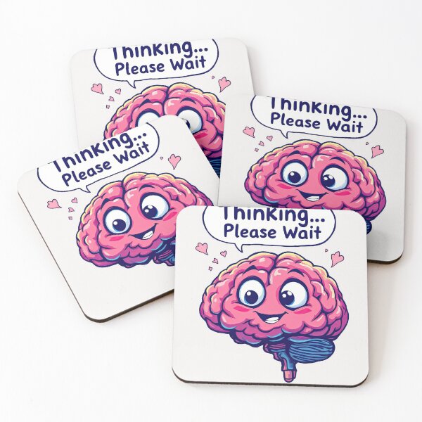 Item preview, Cartoon brain with a thought bubble saying thinking please wait designed and sold by cafegrafis.