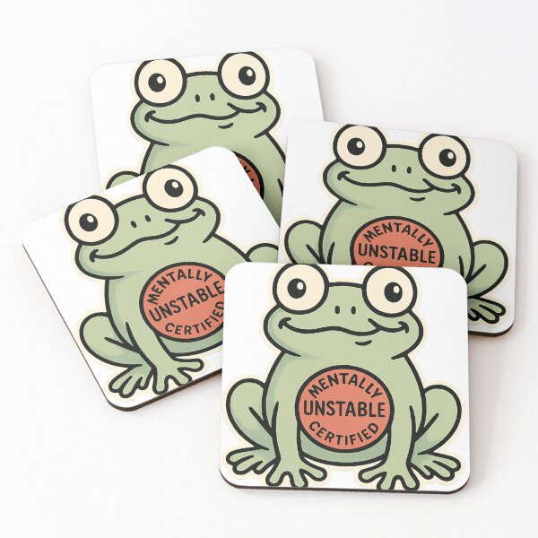 Item preview, Certified Mentally Unstable Frog – Funny Cartoon Amphibian Design designed and sold by VibeSnax.