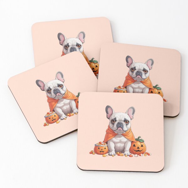 Item preview, "Trick or Treat Yo’ Self" – Candy Corn Frenchie designed and sold by WHITE FANGS.