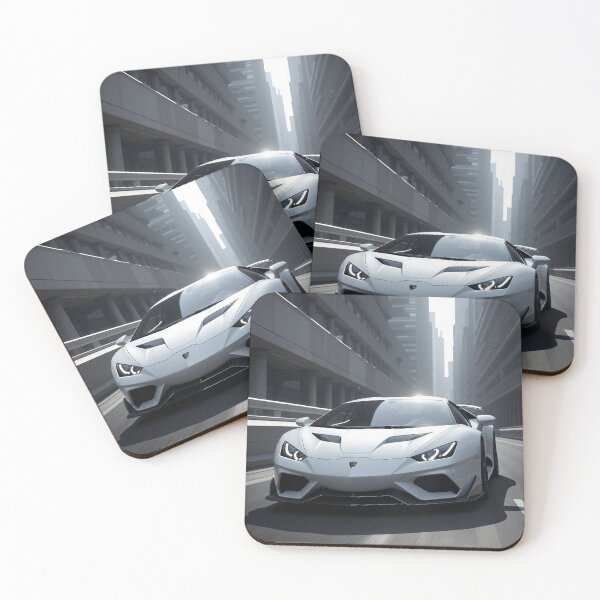 Item preview, White Lamborghini in Cityscape designed and sold by DigitalHeadache.