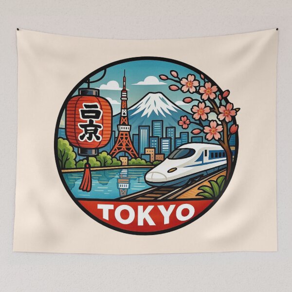 Item preview, Tokyo - Mount Fuji, Lantern & Cherry Blossoms designed and sold by Myra365Art.