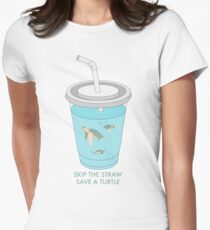 Skip the Straw Save a Turtle Women's Fitted T-Shirt