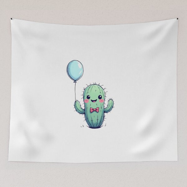 Item preview, Cactus with bow tie holding a balloon and wearing a bow tie designed and sold by cafegrafis.
