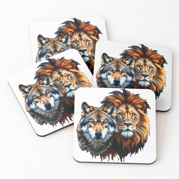 Item preview, Majestic Wolf & Lion Art – Vivid and Powerful Animal Design designed and sold by 001Haiba.
