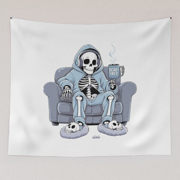 Item preview,  Dead Tired – Lazy Skeleton in Hoodie Funny T-Shirt Design designed and sold by ArghavanMardani.