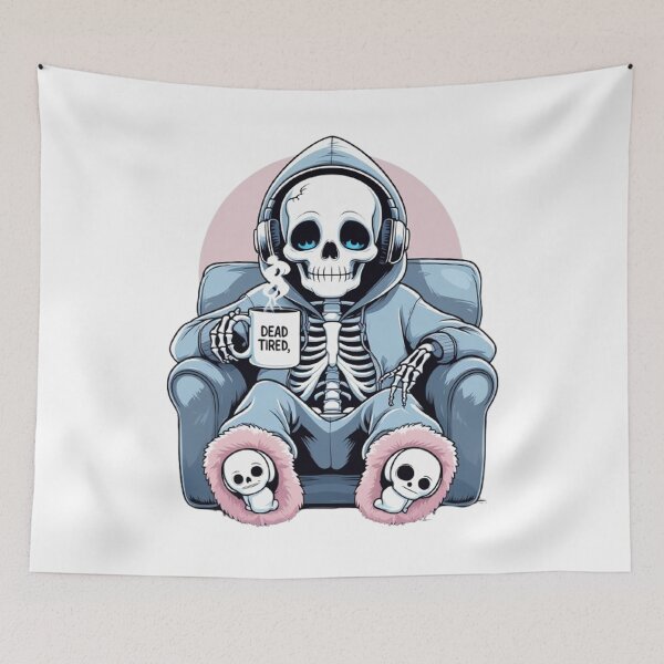 Item preview,  Dead Tired – Lazy Skeleton in Hoodie Funny T-Shirt Design designed and sold by ArghavanMardani.