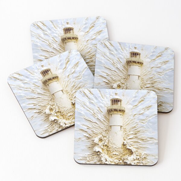 Item preview, Beacon of Texture – White Textured Lighthouse designed and sold by ReachForArt.