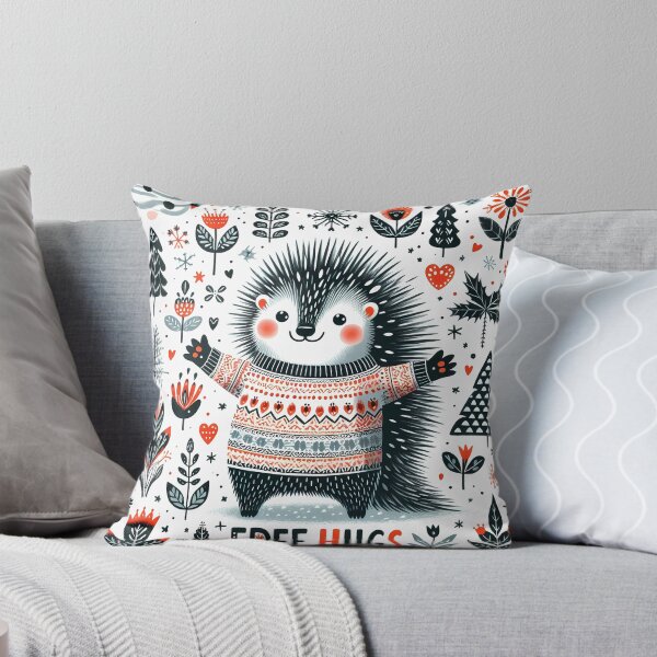 Item preview, Free Hugs Hedgehog Friend - Scandinavian Folk Art by heidiannemorris © designed and sold by FOLK ART FUSION by heidiannemorris.
