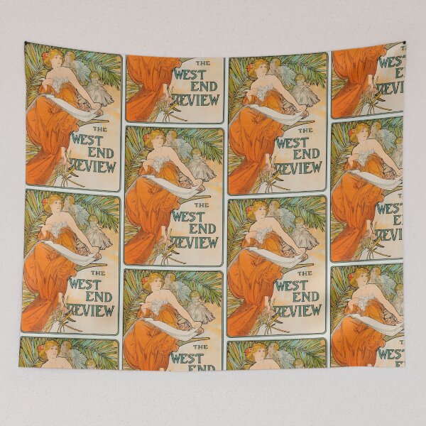Item preview, The West End Review Poster by Alphonse Mucha | Art Nouveau Vintage Print | Elegant Woman Wall Art | Classic Decorative Advertisement designed and sold by artofuniverse.