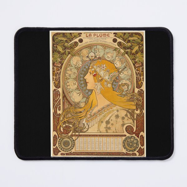 Item preview, Zodiaque La Plume Poster by Alphonse Mucha | 1897 Art Nouveau Zodiac Print | Vintage Woman Wall Art | Elegant Celestial Decorative Poster designed and sold by artofuniverse.