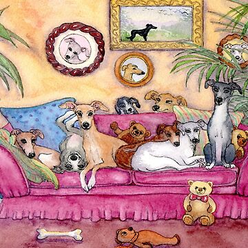 Artwork thumbnail, This Sofa Is Taken – Whippets and Greyhounds in Charge by SusanAlisonArt
