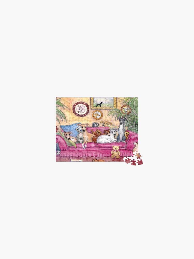 Thumbnail 1 of 2, Jigsaw Puzzle, This Sofa Is Taken – Whippets and Greyhounds in Charge designed and sold by SusanAlisonArt.