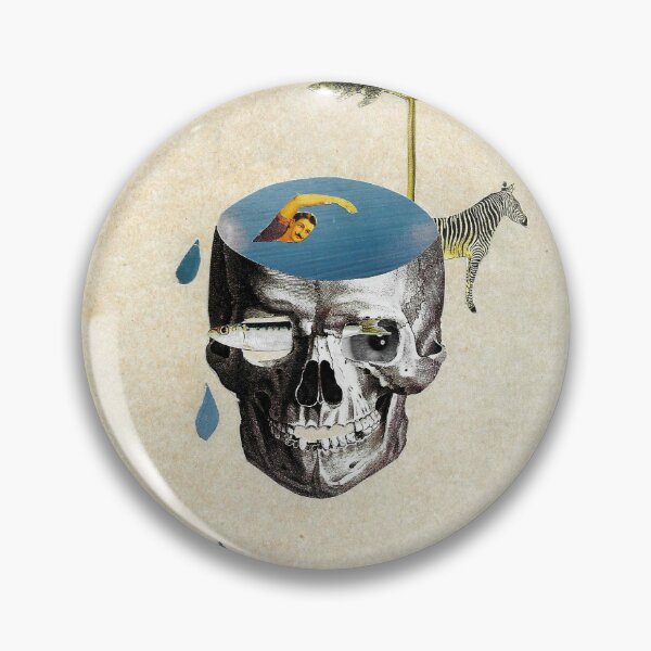 Item preview, Man swimming in a skull Print designed and sold by CuttingPaperCollage.
