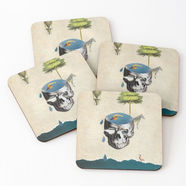 Item preview, Man swimming in a skull Print designed and sold by CuttingPaperCollage.