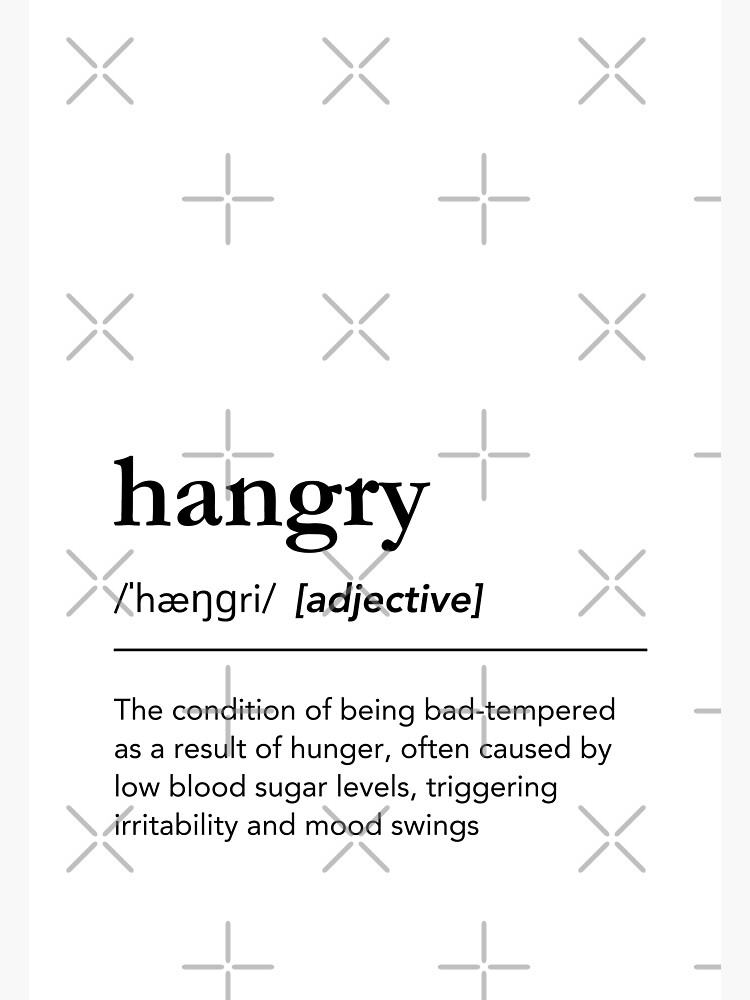 Funny Hangry Definition, Foodie Word, Minimalist Typography