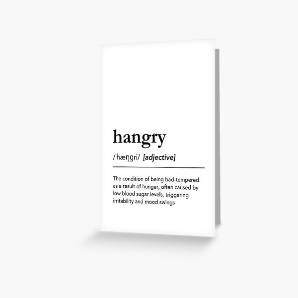 Funny Hangry Definition, Foodie Word, Minimalist Typography