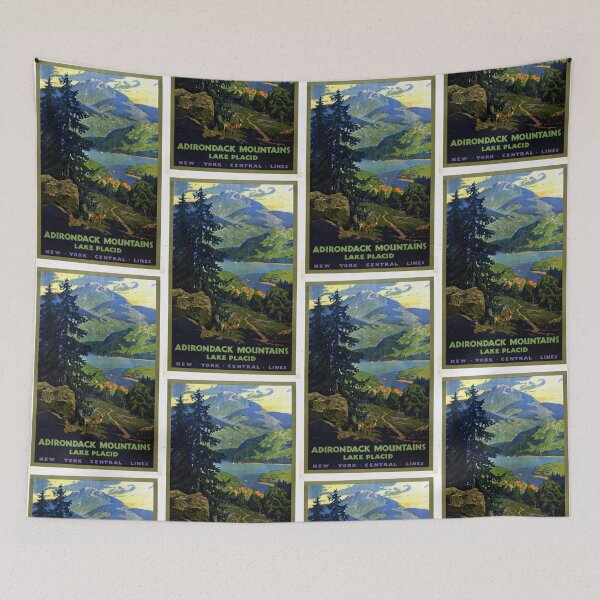 Item preview, Vintage Travel Poster | Adirondack Mountains & Lake Placid Art | Walter L. Greene | New York Central Lines | Railroad Decor designed and sold by artofuniverse.