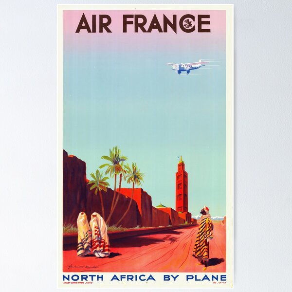 Item preview, Vintage Air France Travel Poster | Mid-20th Century Art | North Africa Exotic Destinations | Retro Aviation Decor | Wanderlust Print designed and sold by artofuniverse.