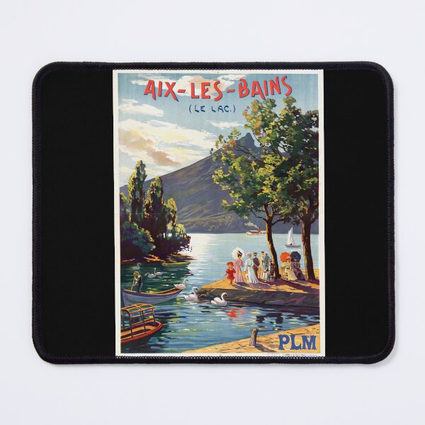 Item preview, Vintage Art Deco Travel Poster | Aix-les-Bains by Lake Bourget | Early 20th Century France | Elegant Belle Époque Style designed and sold by artofuniverse.