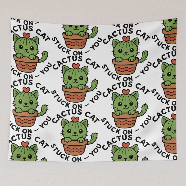 Item preview, Cactus Cat Stuck On You Kawaii Pun designed and sold by graphicnew.