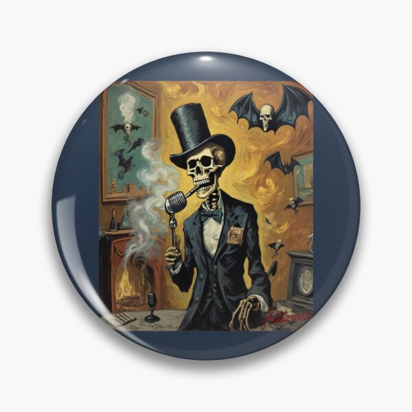 Artikelvorschau, „Gothic Cabaret Serenade: Elegant gekleidetes Skelett in surrealer Umgebung“ entworfen und verkauft von Artisticanvas.
