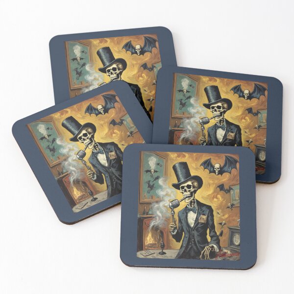Item preview,  "Gothic Cabaret Serenade: Elegantly Dressed Skeleton in Surreal Setting" designed and sold by Artisticanvas.