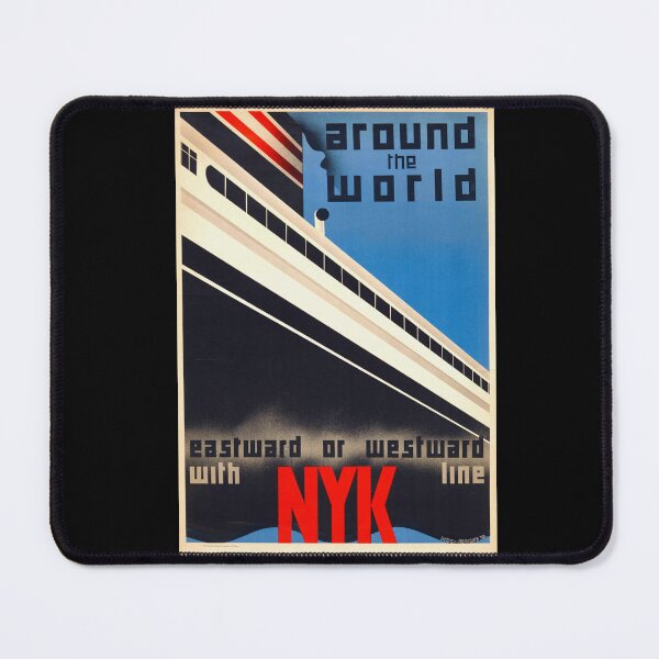 Item preview, Vintage Art Deco Travel Poster | NYK Line Ocean Liner | 1930s Japanese Shipping Company | Bold Colors & Futuristic Typography designed and sold by artofuniverse.