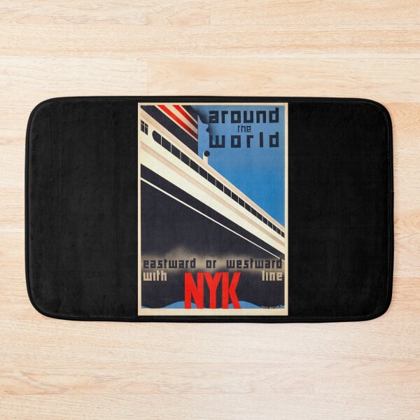 Item preview, Vintage Art Deco Travel Poster | NYK Line Ocean Liner | 1930s Japanese Shipping Company | Bold Colors & Futuristic Typography designed and sold by artofuniverse.