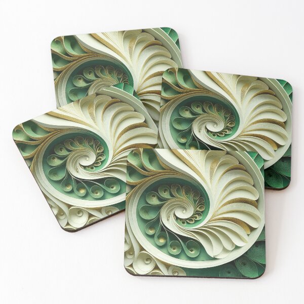 Item preview, Green Gold and White Abstract Fibonacci Art 6 designed and sold by Vicky Brago-Mitchell®.