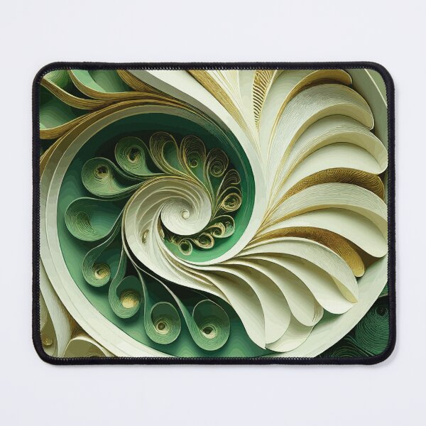 Item preview, Green Gold and White Abstract Fibonacci Art 6 designed and sold by Vicky Brago-Mitchell®.